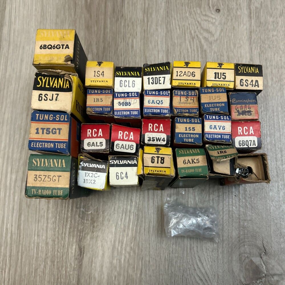 Television Radio Electronic Tubes Lot Of 29 Electron Sylvania Tung-Sol RCA Mixed